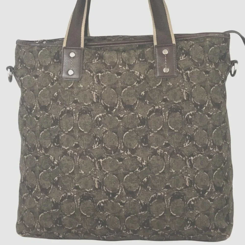 Coach 2013 Heritage Web Canvas & Leather Camo X-L F70583 Travel & Toiletry Tote - Picture 3 of 16